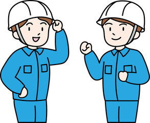 作業スタッフ　ブルー作業着