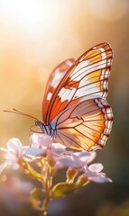 Captivating Butterfly Among Delicate Flowers: A Glimpse of Nature's Beauty