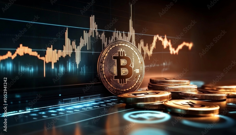 Poster visual representation of cryptocurrency data on a modern screen.