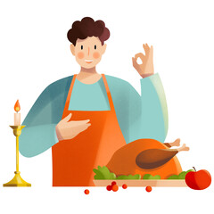 Man cooked turkey for Thanksgiving