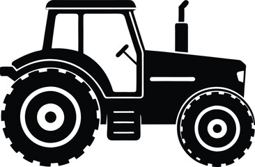 Tractor vector silhouette, old tractor silhouette vector illustration, vintage tractor
