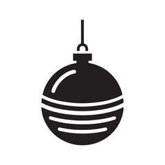 Black Silhouette Christmas Ball Vector Illustration on White.