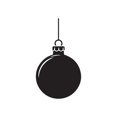 Christmas Ball Silhouette Vector - Black on White Background.