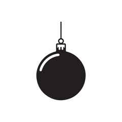 Vector Illustration of Christmas Ornament Silhouette in Black.