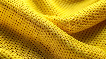A Close-Up of a Soft, Yellow Fabric Woven with a Geometric Pattern of Circular Holes