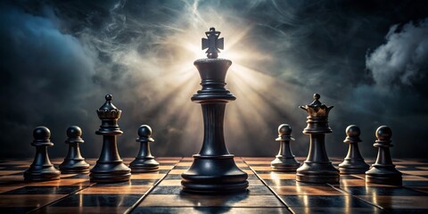 Chess King Dominating The Board, Smoke, Strategy, Game, Chess, Strategy, Victory
