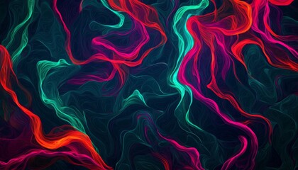 Obraz premium Vibrant abstract flow exploring the dynamic interplay of color and movement in digital artistry with fluid waves and whirls