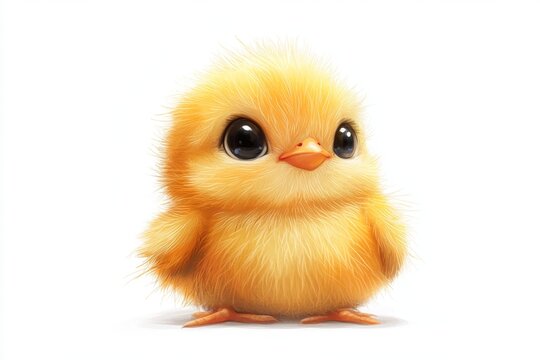 Cute Baby Chick with Big Eyes and Fluffy Feathers