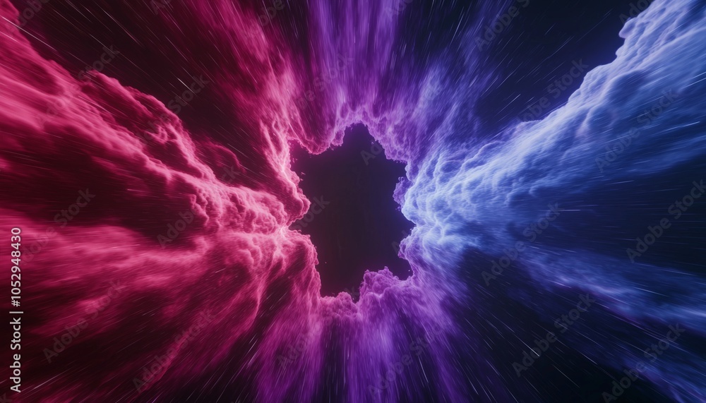 Poster cosmic convergence a stunning visual of celestial colors in a dynamic nebula formation symbolizing t
