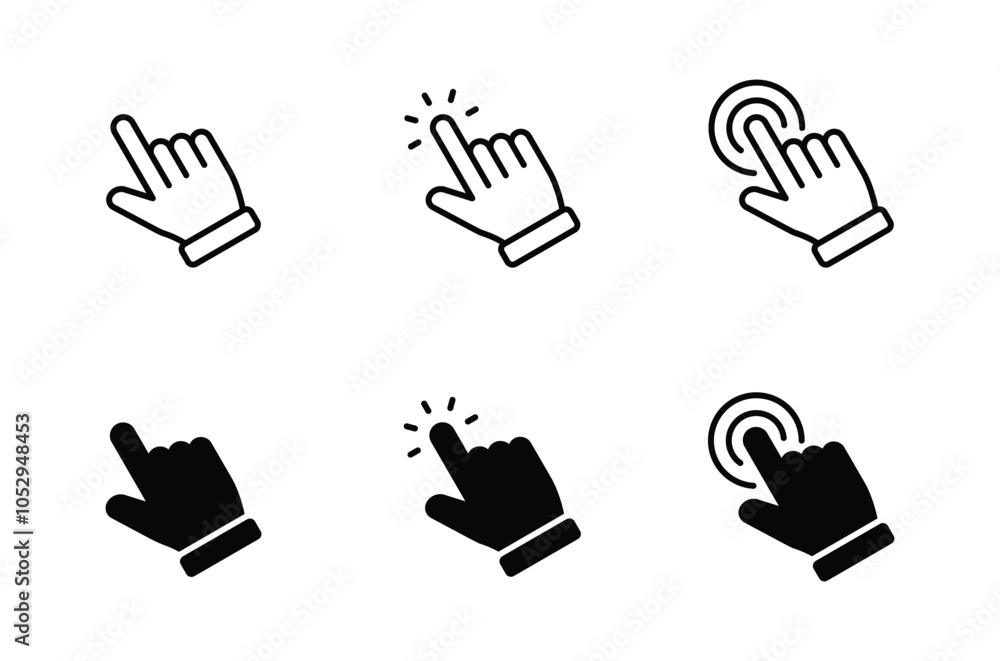 Poster hand pointer icons. pointer click icon vector