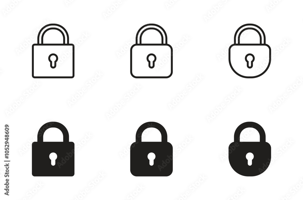 Poster lock icon set. padlock icon vector
