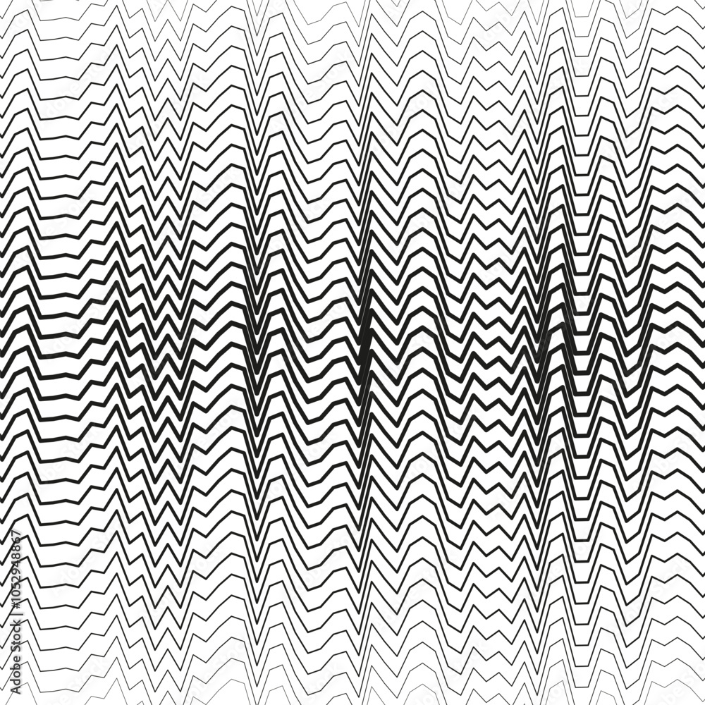 Aufkleber wavy line pattern. abstract zigzag design. black and white distortion. optical illusion vector.