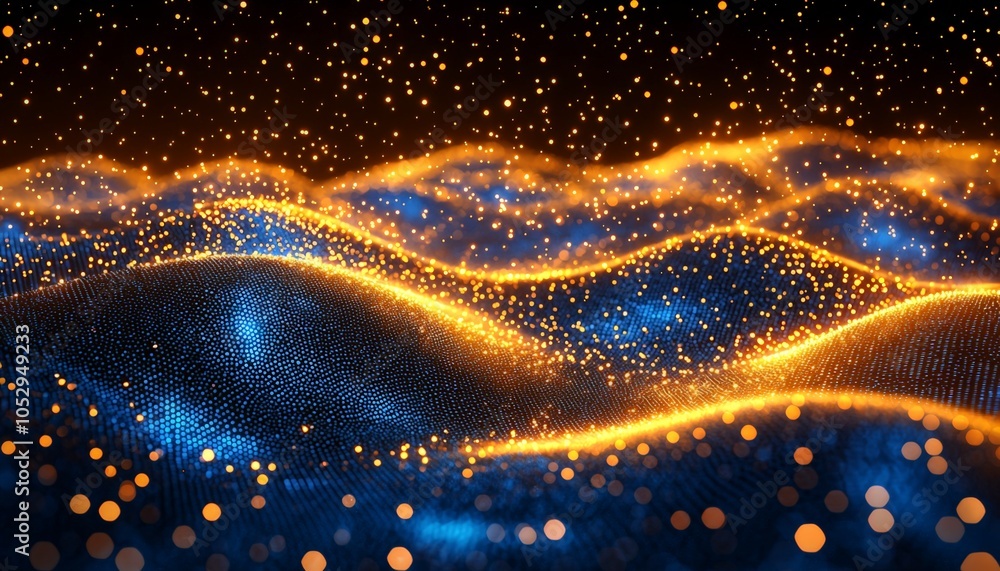 Poster exploring the beauty of dynamic waves a mesmerizing fusion of light and texture in an abstract lands