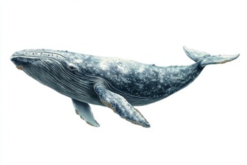 Fototapeta premium Humpback Whale Illustration Blue Whale Ocean Animal Marine Life Underwater Watercolor