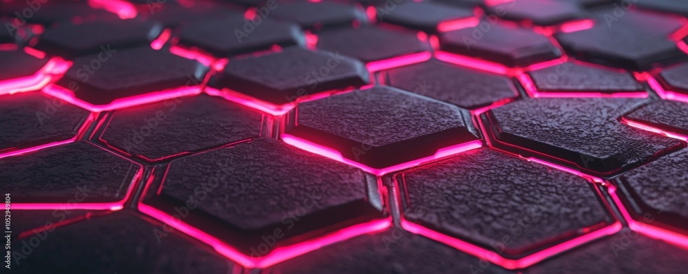 Poster futuristic hexagonal patterns with glowing pink highlights a stunning visual exploration of modern d