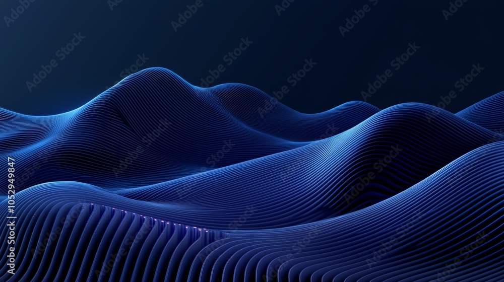 Poster exploring the fluidity of digital waves a visual journey through abstract blue landscapes and their 