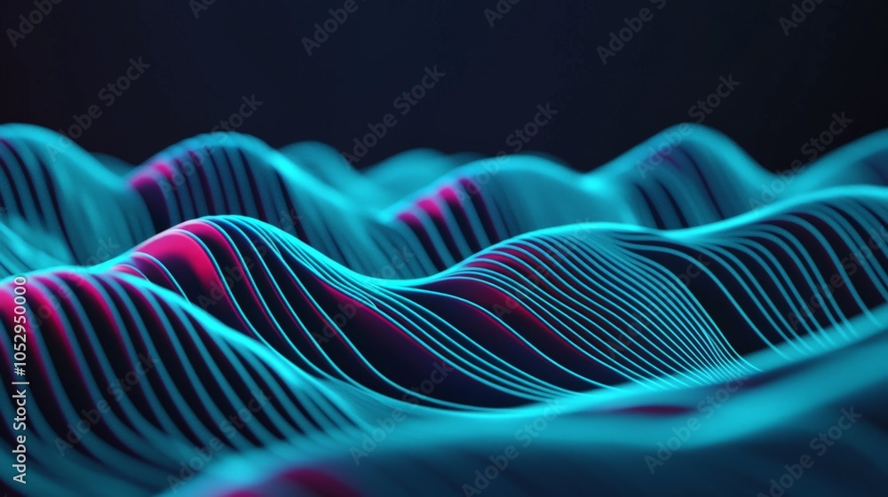 Poster exploring the depths of digital waves a visual symphony of color and motion in abstract design