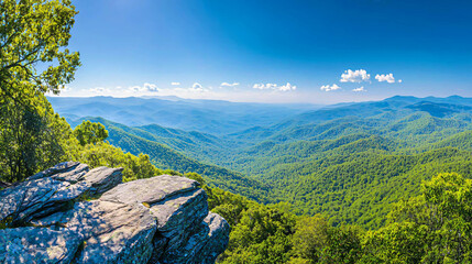A breathtaking view of rolling green mountains under a clear blue sky, showcasing the beauty of nature and tranquility.