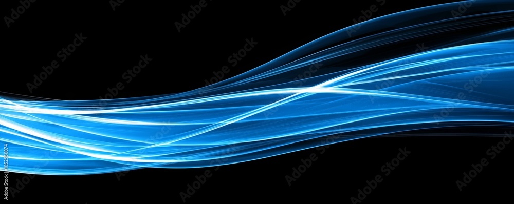 Aufkleber Dynamic flow of blue light waves creating a modern abstract background for technology and design projects