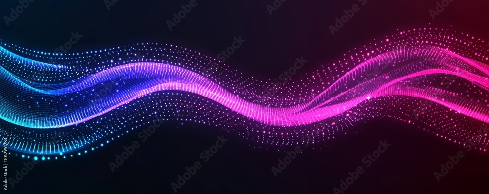 Poster dynamic waves of colorful light a stunning visualization of vibrant energy and motion in a digital a