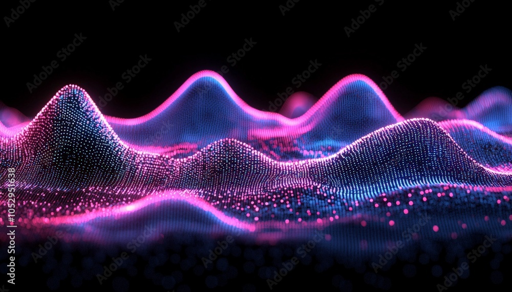 Poster vibrant digital wave patterns exploring the intersection of technology and aesthetic in modern desig