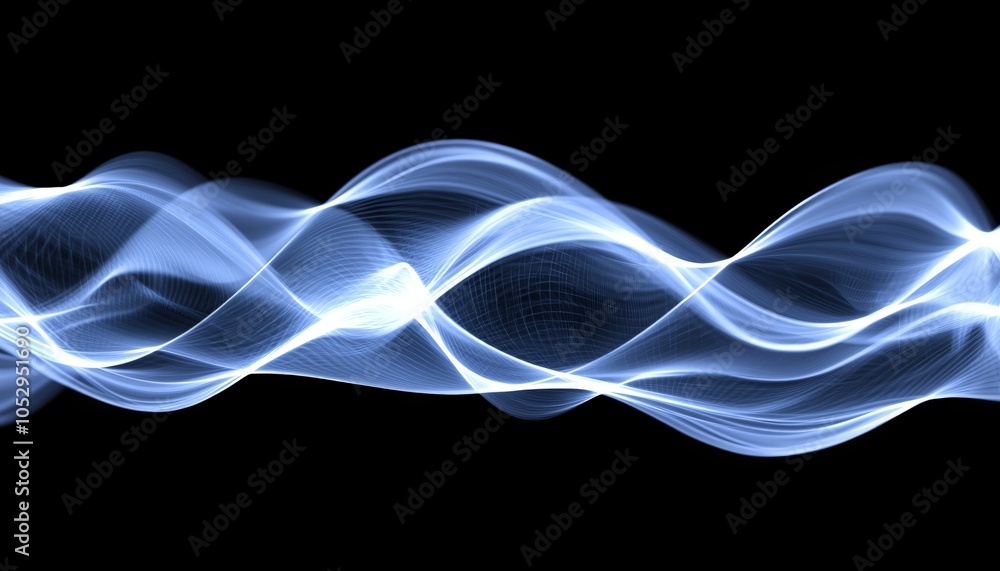 Poster dynamic flow of light waves a captivating visualization of movement and energy in a dark space