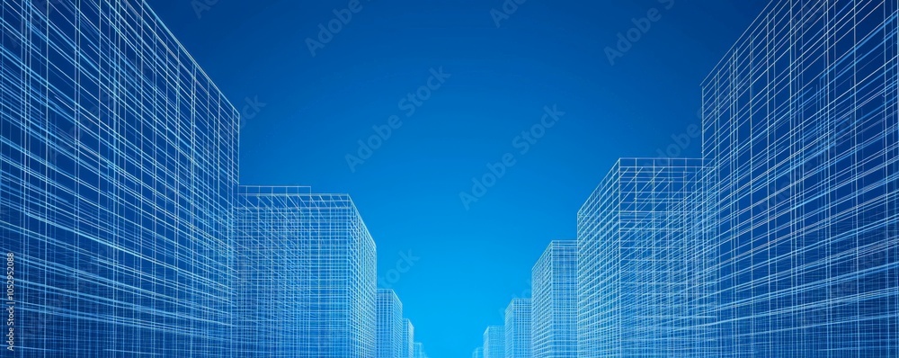 Poster exploring the blueprint of modern architecture a futuristic perspective on urban design and cityscap