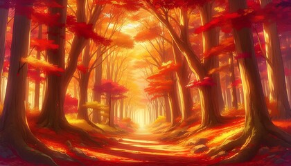 Golden Pathway Through an Autumn Forest