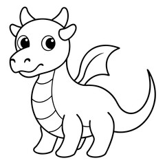 Fototapeta premium Cute dragon coloring page vector art illustration coloring book design 