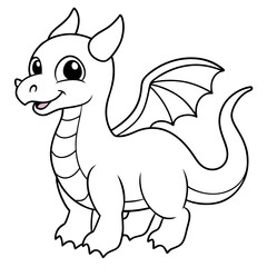 Cute dragon coloring page vector art illustration coloring book design 