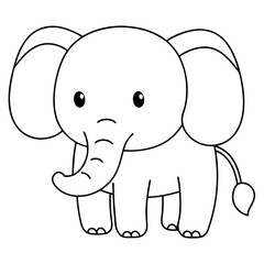 Obraz premium Cute elephant in jungle coloring page vector art illustration coloring book design 