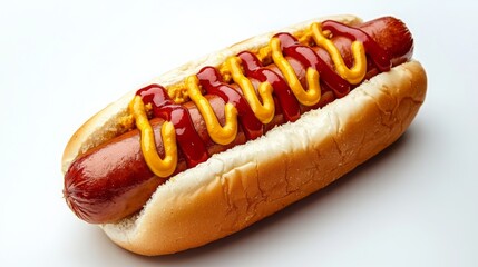 Cartoon Hotdog in a Bun with Condiments Illustration