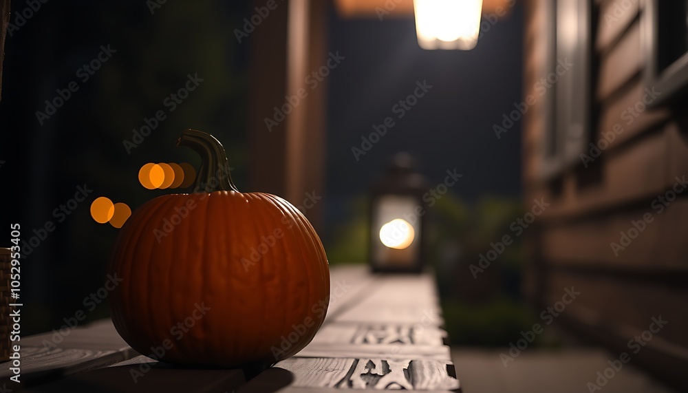 Fototapete bokeh and lantern light on a rustic fall evening