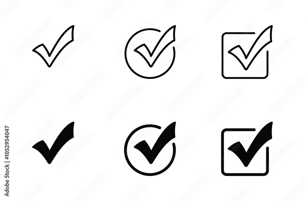 Poster checkmark icon. checkmark vector set. approved symbol vector.