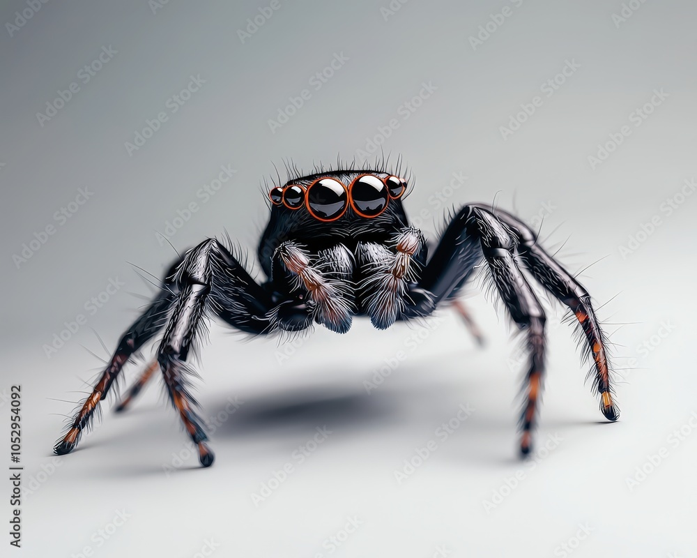 Poster jumping spider with large eyes, isolated to emphasize its unique features