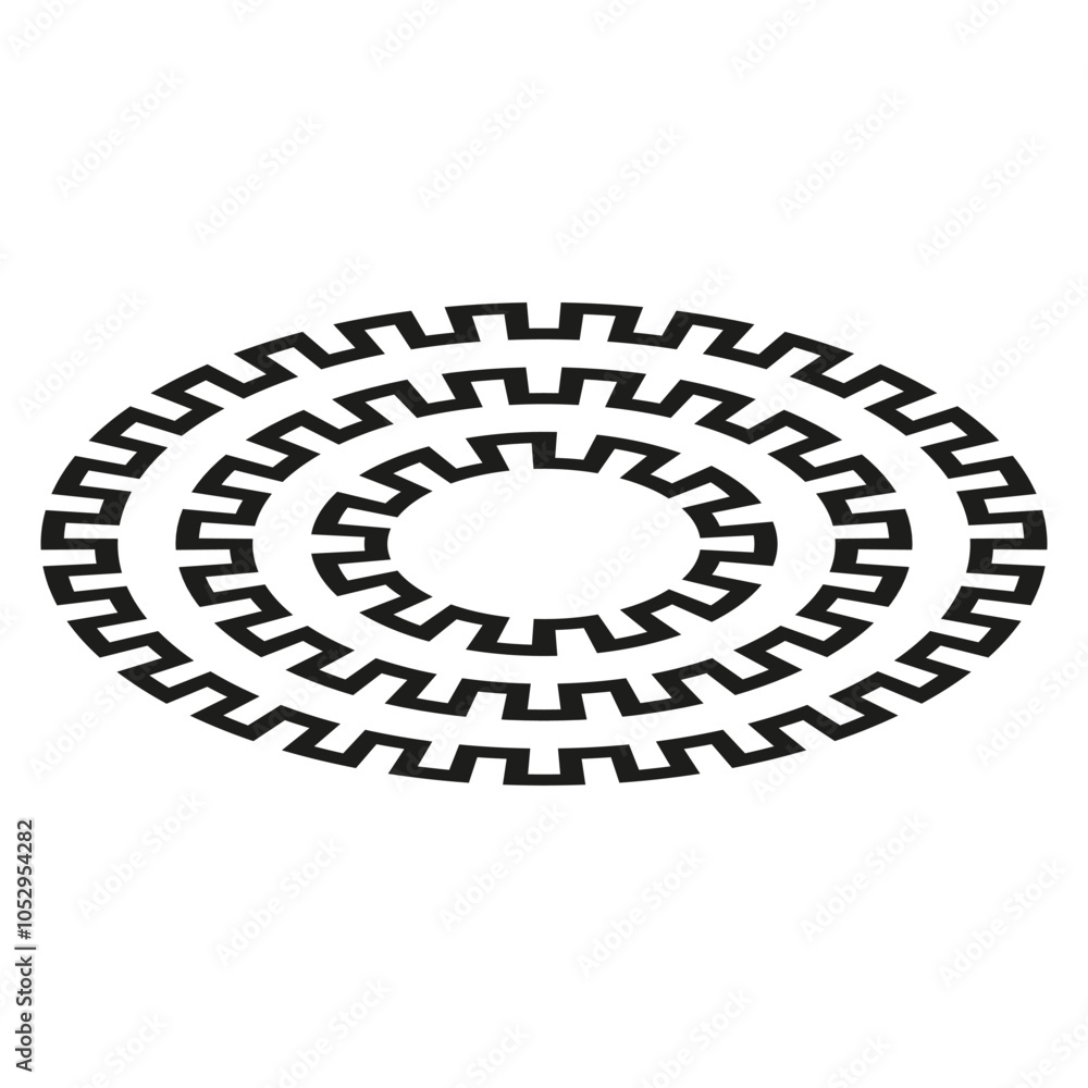Poster maze icon. circular vector shape. geometric pattern symbol. black abstract maze.