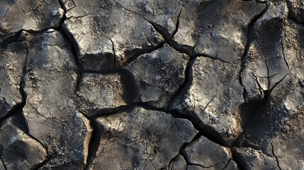 Fototapeta premium 2410 20.A broken concrete texture with large, irregular cracks spreading across the surface on a transparent background. The realistic fissures create a distressed, weathered look, perfect for