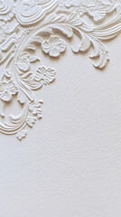 white ornate floral embossed pattern texture background