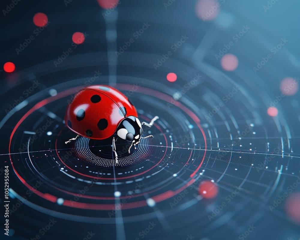 Poster ladybug navigating across a radar chart, symbolizing exploration of data