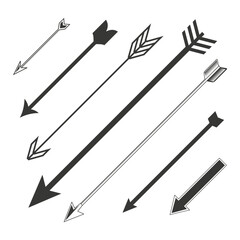 Arrow vector set. Directional arrow graphic. Abstract arrow elements. Pointed arrow shapes.