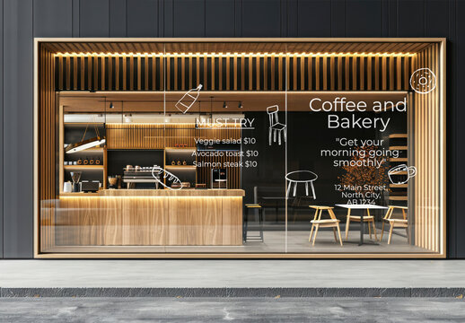 Storefront Glass Window Mockup With Generative AI