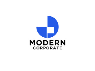 Initial Letter J Logo. Blue Shape Cutout Style isolated on White Background. Usable for Business and Branding Logos.