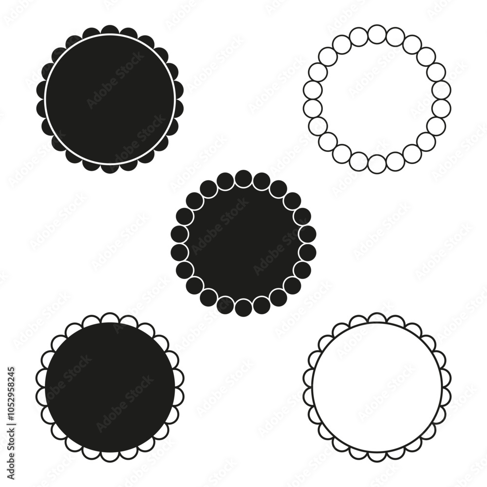 Poster circular emblem set. decorative round frames. simple circle designs. vector badge collection.