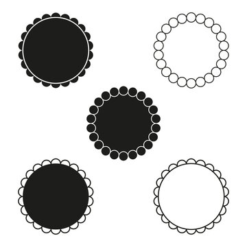 Circular emblem set. Decorative round frames. Simple circle designs. Vector badge collection.