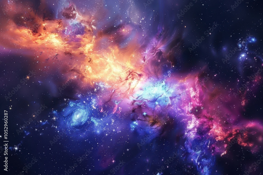 Canvas Prints colorful and vivid space nebula with bright glowing stars and dust clouds