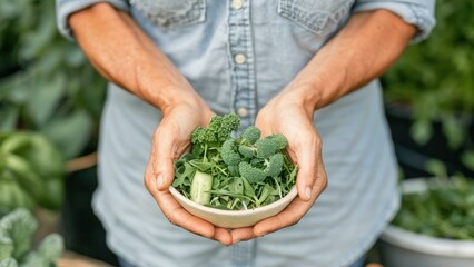 Garden salad with mixed greens, carrots, and cucumbers, Salad photography