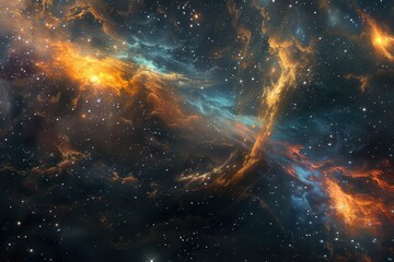 Glowing Nebula and Stars in the Cosmos