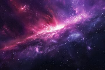 Glowing Purple Nebula with Stars in Deep Space