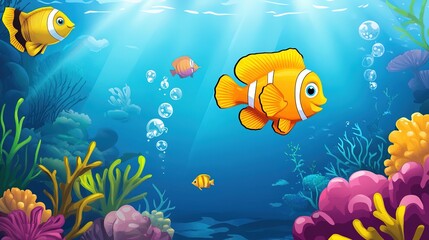 Naklejka premium Colorful mockup of a flashcard featuring a deep-sea diver in a marine environment, showcasing vibrant underwater life and stunning oceanic colors. 