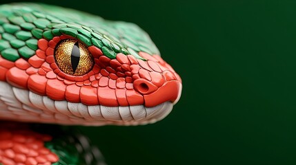 Fototapeta premium Stylized red snake with intricate golden scales and an ornate traditional Chinese New Year backdrop highlighting the Year of the Snake 2025 and the auspicious vibrant symbolism